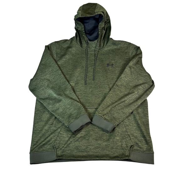 Under Armour Other - Under Armour ColdGear Hoodie Mens XXL Green Heathered Pullover Sweatshirt Loose